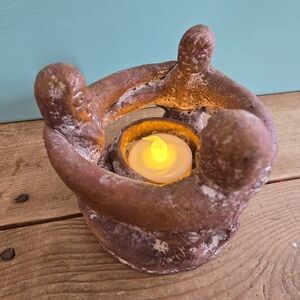 Clay Sculpture Candle Holder - Aztec Mayan Circle of Friends
